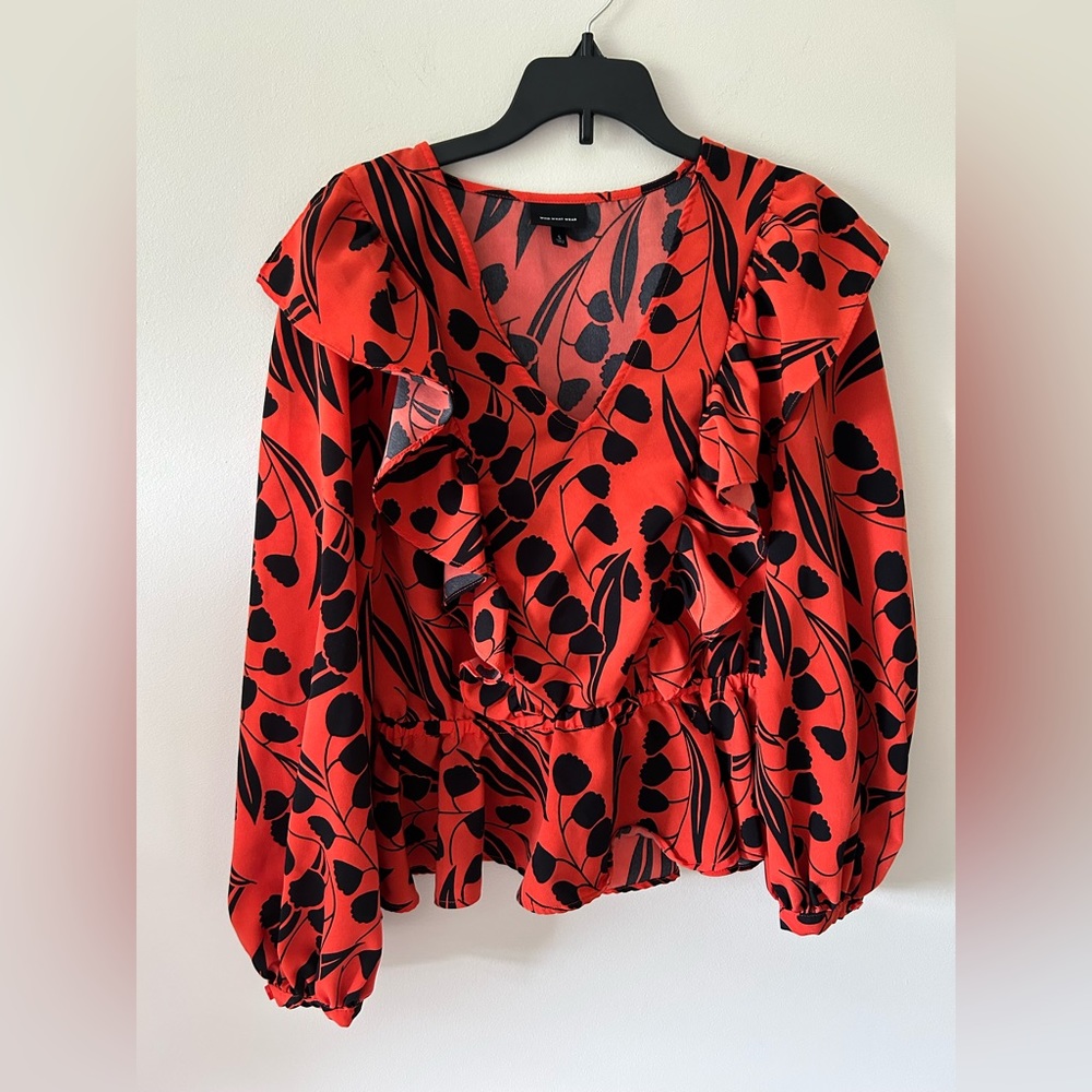 Who What Wear Foliage Print Blouse in Size Small